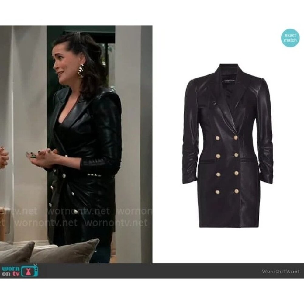 Generation Love Nala Faux Leather Blazer Dress Gold Buttons Size XXS 2XS New - Picture 3 of 7